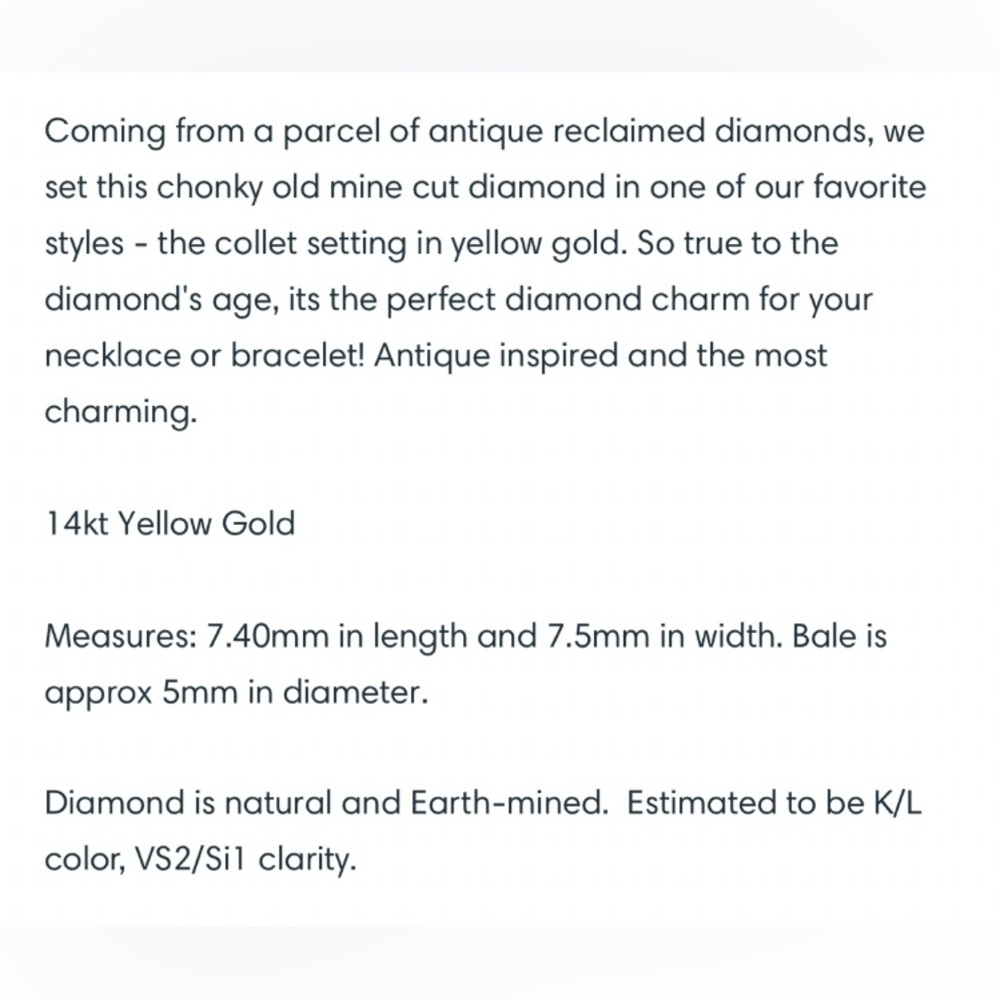 Antique old mine cut diamond collet setting necklace 14kt gold - Picture 8 of 8